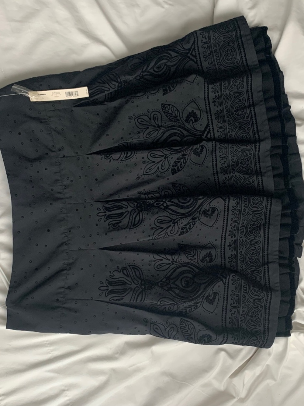 Vintage La Palapa Black Floral 2-Piece Set Sheer Blouse & Eyelet Skirt Sz M